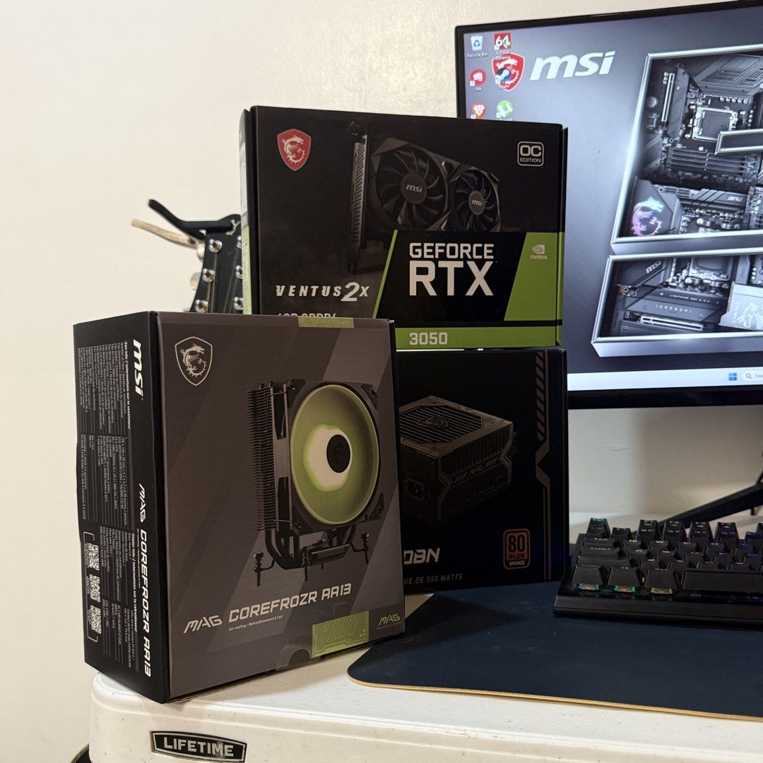 Complete gaming PC AMD Ryzen 7 5700X Set Up (Category: Desktops) located in Manila. Submitted by shopxsell (Listing ID 1461051031, Image 3). Description: COMPLETE GAMING PC SET FOR SALE — Seldom Used! Complete gaming PC setup in excellent like new condition Seldom used only — purchased just 6 months ago and well taken care of. SET INCLUDES: 🖥️ Curved Monitor – INvision 🎮 Gaming PC – AMD Ryzen 7 5700X + NVIDIA GeForce RTX 3050 6GB 💾 16GB RAM 💽