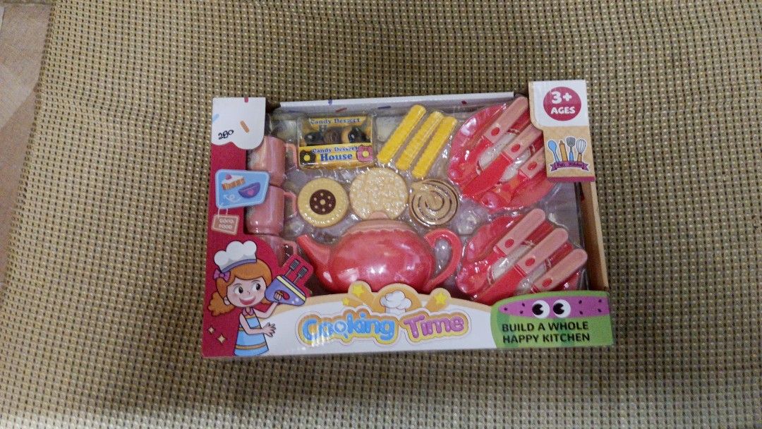 Cooking Time Simulated Play House Kitchen Toy Set (Category: Kids Toys) located in Tanza. Submitted by --unicorn-- (Listing ID 1461033470, Image 1). Description: - Fun toy kitchen set for kids - Includes teapot, cups, cookies, and other accessories - Encourages imaginative play and creativity - Recommended for ages 3 and up - Perfect for little chefs to explore culinary fun!.