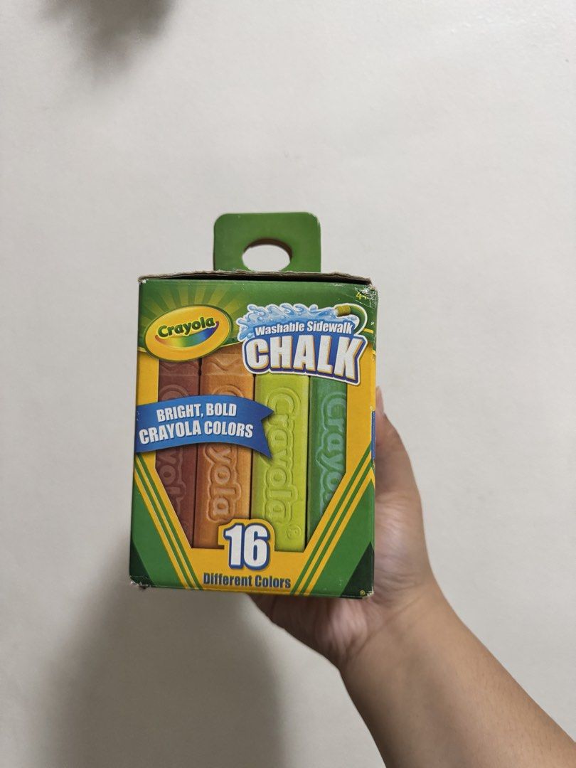 Crayola Washable Sidewalk Chalk - 16 Different Colors (Category: Stationery & School Supplies) located in Binan City. Submitted by seoulbeauty_cart (Listing ID 1460921099, Image 1). Description: -opened but never used - 16 vibrant, bold colors of Crayola Washable Sidewalk Chalk - Perfect for drawing and creating art on sidewalks and driveways - Easily washes away with water - Fun for all ages, kids and adults.