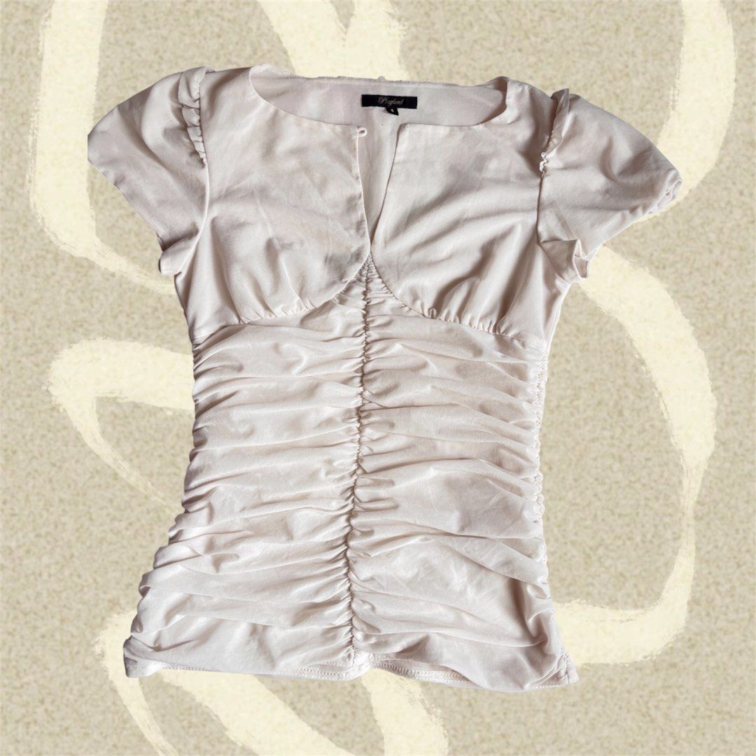 CREAM BLOUSE TOP (Category: Blouses) located in Subic. Submitted by shop.solana (Listing ID 1461027424, Image 1). Description: small.