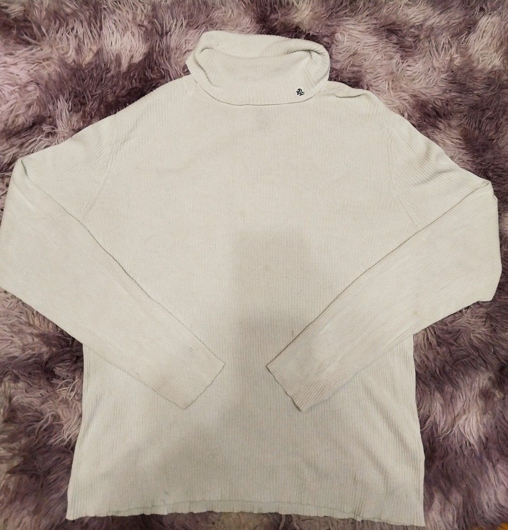 CREAM TURTLENECK RIBBED SWEATER RL (Category: Coats, Jackets and Outerwear) located in Quezon City. Submitted by capphenom14 (Listing ID 1460932664, Image 1). Description: • Color: Cream / Off-White • Style: Turtleneck • Ribbed knit fabric • Long sleeves • Classic & versatile piece • Pre-loved / thrifted item XL on tag can fit to Medium-large.