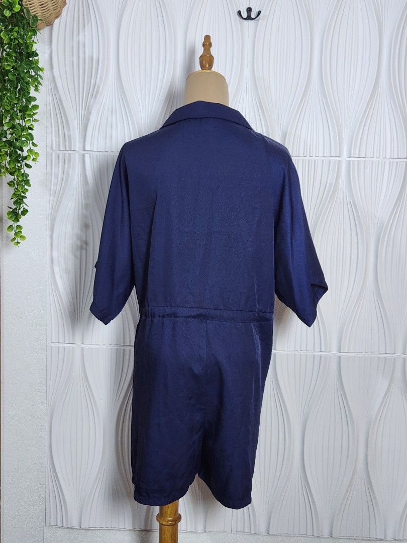 Dark Blue Romper Large (Category: Rompers) located in Marikina City. Submitted by KanamiFinds (Listing ID 1461073449, Image 3). Description: Bust: 43 to 46 inched Waist: 40 inches Length: 31 to 32 inches from the shoulders with pockets both sides.