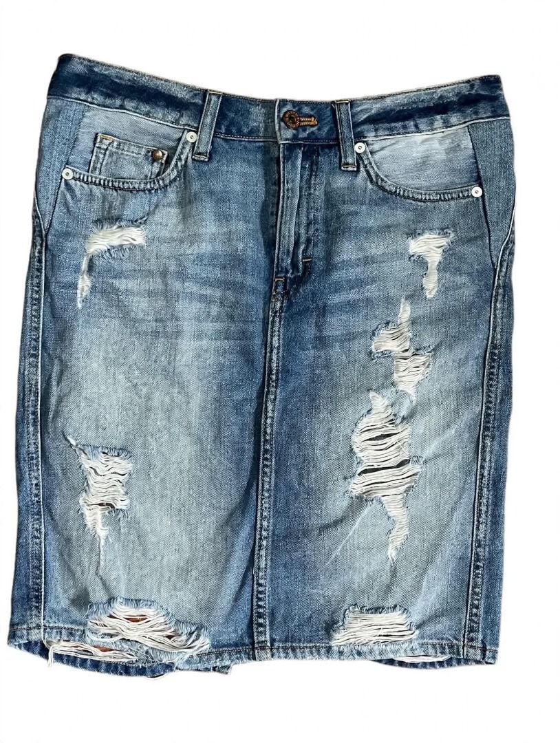 Denim Midi Skirt#63 (Category: Skirts) located in Caloocan City. Submitted by outfitloop (Listing ID 1461064558, Image 2). Description: -blue denim midi skirt - Features stylish distressed details like rips - Ideal for casual outfits IMPORTANT: • 1st photo is an AI styling/model preview for reference on how the item may look when worn. • Please refer to the actual photos for the item’s true appearance and condition. • Color may slightly vary due 