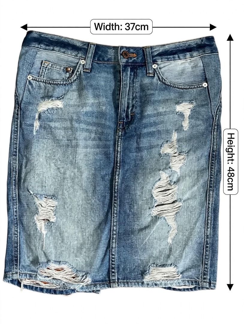 Denim Midi Skirt#63 (Category: Skirts) located in Caloocan City. Submitted by outfitloop (Listing ID 1461064558, Image 3). Description: -blue denim midi skirt - Features stylish distressed details like rips - Ideal for casual outfits IMPORTANT: • 1st photo is an AI styling/model preview for reference on how the item may look when worn. • Please refer to the actual photos for the item’s true appearance and condition. • Color may slightly vary due 