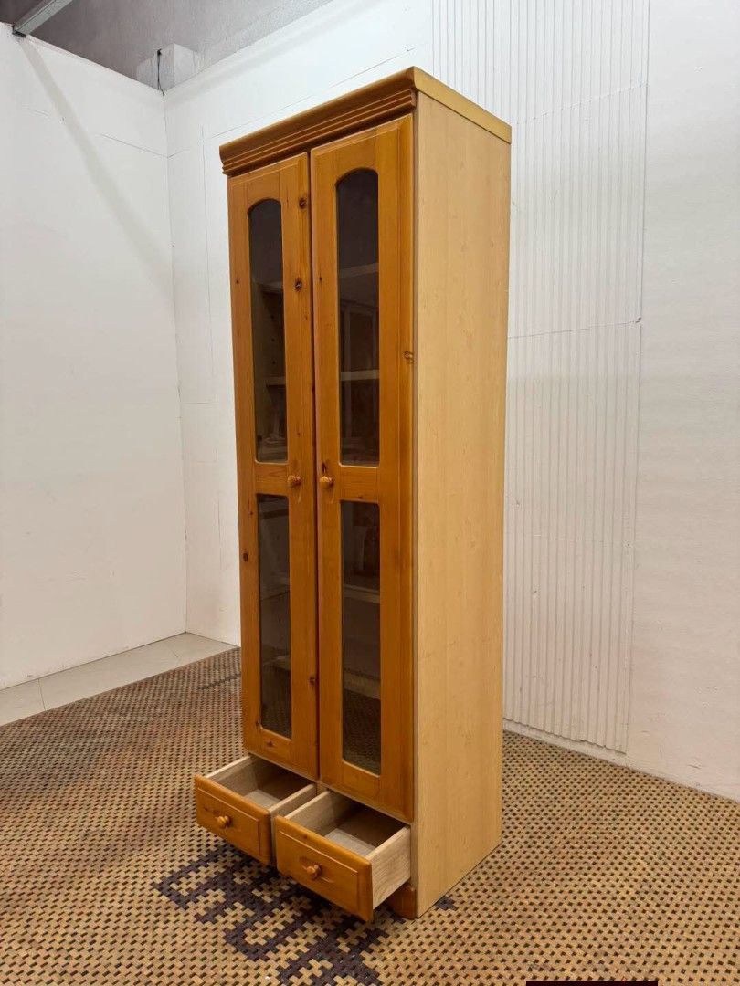 Display Cabinet (Category: Shelves, Cabinets & Racks) located in Meycauayan. Submitted by marygracecasimiro (Listing ID 1461007493, Image 3). Description: Tall Wooden 2-Door Display Cabinet Price: 10,500 L23.5 x W16 x H71 In good condition💚.