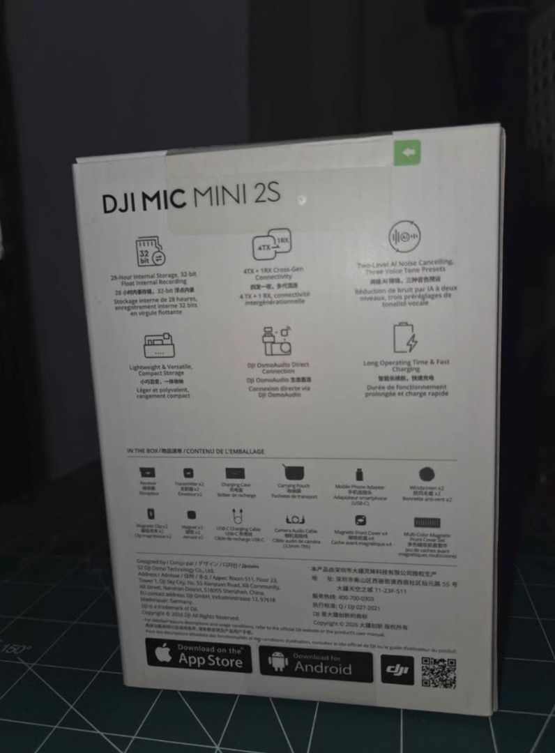 DJI Mic 2S Wireless Microphone System. BNEW. Sealed (Category: Microphones) located in Imus. Submitted by paolodividedby0 (Listing ID 1461068755, Image 2). Description: - DJI Mic 2S Wireless Microphone System - Includes: 2 Transmitters, 1 Receiver, Charging Case - Accessories: Magnetic Clips, Windscreens, Phone & Camera Adapters - Ideal for Vlogging & Content Creation - All items pictured are included.