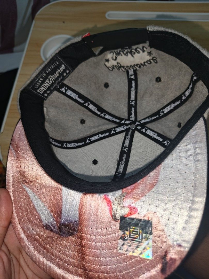 DNINE RESERVE Professional Smoker Snapback Cap (Category: Caps & Hats) located in Manila. Submitted by bone.pipes (Listing ID 1460926779, Image 2). Description: 1000 free shipping - Grey DNINE RESERVE snapback cap - Embroidered 'DNINE' logo on the front - Graphic print on the underside of the brim - 'Professional Smoker' embroidery on the back - Adjustable snap closure for a custom fit 9/10 conditions meet up lrt Roosevelt.