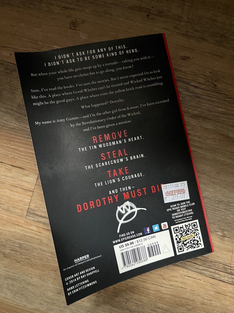 Dorothy must die by Danielle Paige (Category: Storybooks) located in Manila. Submitted by shinae40 (Listing ID 1461006635, Image 3). Description: Please note that I can only offer delivery thru grab or lalamove since I have a full time job. Mode of payment can be thru gcash, maya or bank transfer via instapay. All books are authentic copies..