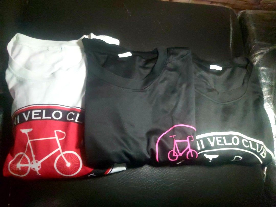 Drifit Cycling Shirt (Minivelo) (Category: Activewear) located in Manila. Submitted by tholihtzcuizon (Listing ID 1461031625, Image 2). Description: -Min Velo Club Logo T-shirts for cycling enthusiasts - Available Colors: White (with red & black design), Black (with pink design), Black (with white design) - Comfortable and stylish fit - Perfect for your next ride or casual wear -Drifit cloth material used but in prestine condition size 2xl no iss