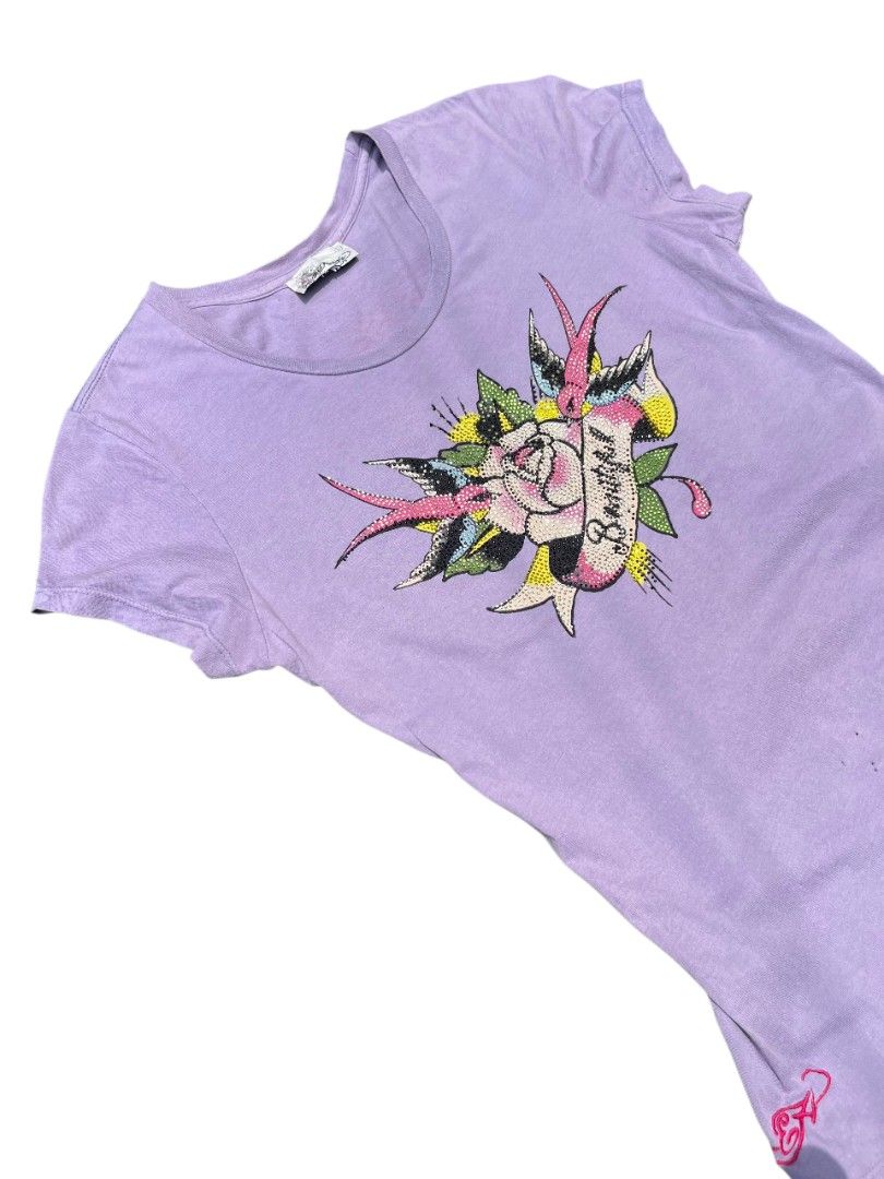 Ed Hardy Graphic Rhinestones Top (Category: Others Tops) located in Davao. Submitted by wildhearts121 (Listing ID 1460935071, Image 3). Description: Large Excellent overall Flaw: pinholes (view 4th photo).
