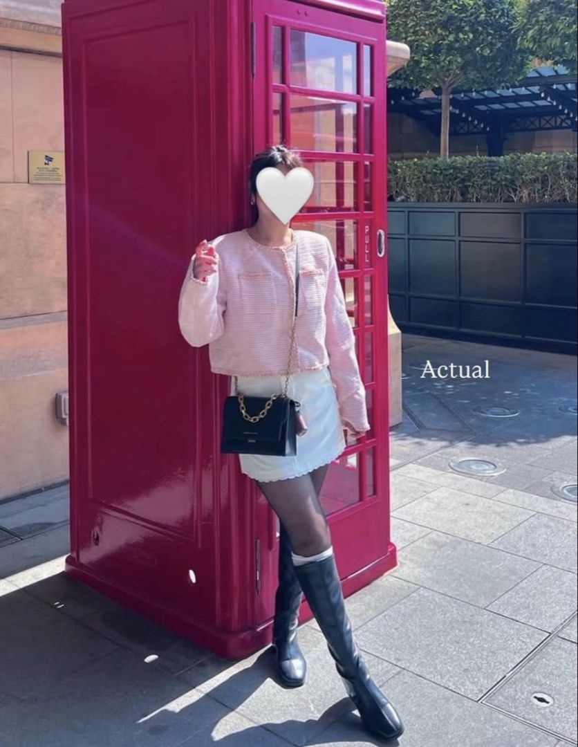 Tweed blazer (Category: Coats, Jackets and Outerwear) located in Angeles City. Submitted by nicaaaaa9 (Listing ID 1461112066, Image 2). Description: Enchnt Fall/Winter Romantic Women’s Elegant Pink Contra Used once.