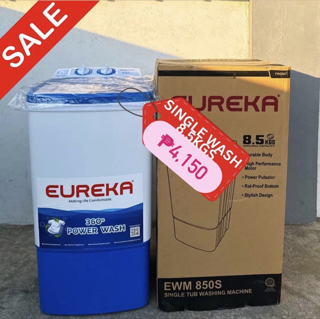 Eureka Single /Twin tub washing machine (Category: Washing Machines and Dryers) located in Manila. Submitted by kisshadg23 (Listing ID 1460982946, Image 2). Description: Brand New and Original Items 🏍️ Same Day Delivery - Lalamove delivery within Metro Manila - For walk-ins: Always PM first for item availability - We are also open for night time deliveries 🧰 Warranty: 7 days store warranty 1 Year warranty 💵 Modes of Payment: Cash, Gcash, BDO/B