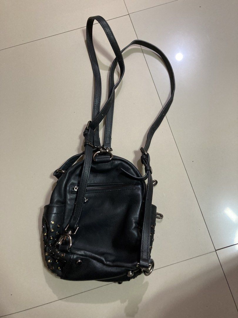 Euro-col Black Leather Studded Mini Backpack (Category: Backpacks) located in Manila. Submitted by abengjoy30 (Listing ID 1461069337, Image 2). Description: - Black leather mini backpack from Euro-col - All-over silver stud details - Adjustable straps for comfort - Convenient zippered compartment at the back - Branded tag inside - Compact and ideal for carrying essentials.