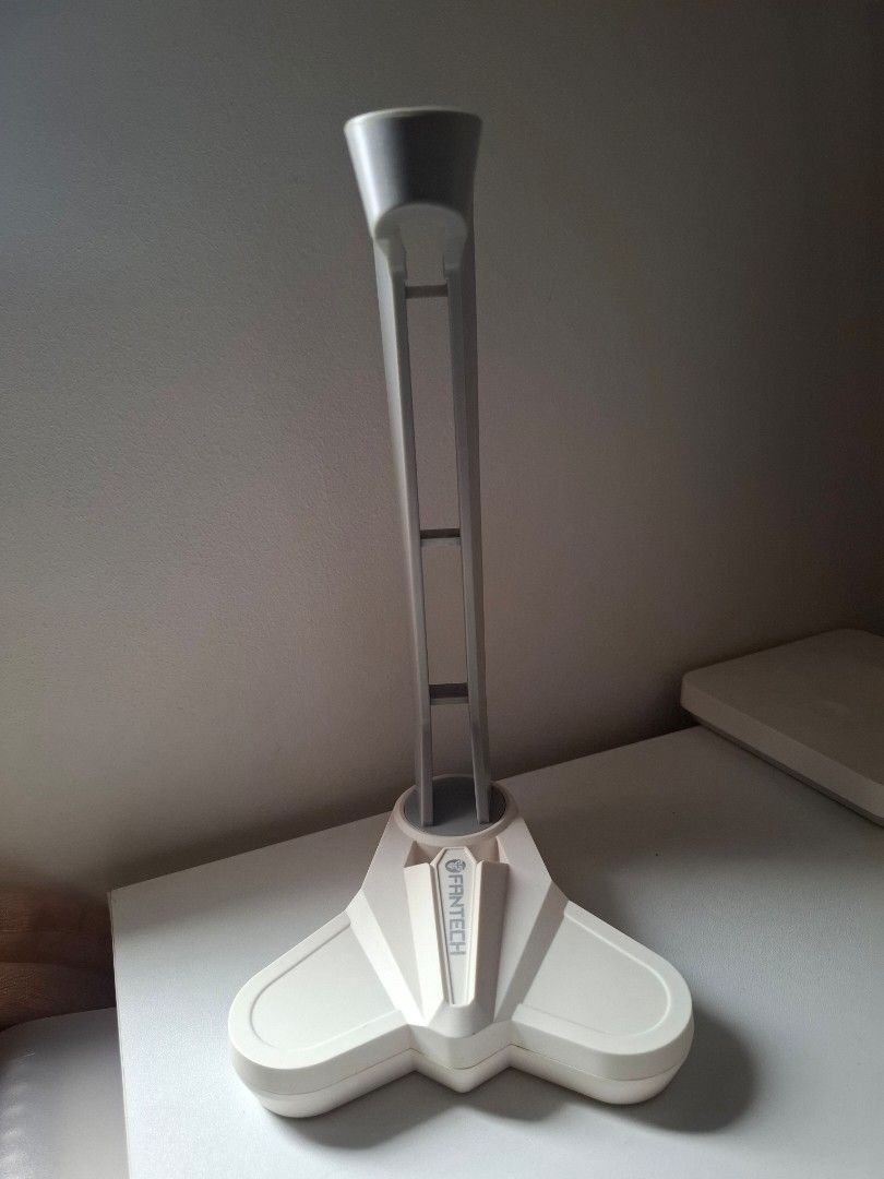 Fantech Gaming Headphone Stand (Category: Headphones & Headsets) located in Quezon City. Submitted by camiscloset_ (Listing ID 1460968848, Image 2). Description: FANTECH HEADSET TOWER STAND Color: White and Grey Size: 26.5cmx15cmx14cm Anti Slip Design Rubberized Base Added Weights Inside for Balance Stabilization Triangular Base Design By Fantech Condition: Good condition as this was rarely used.