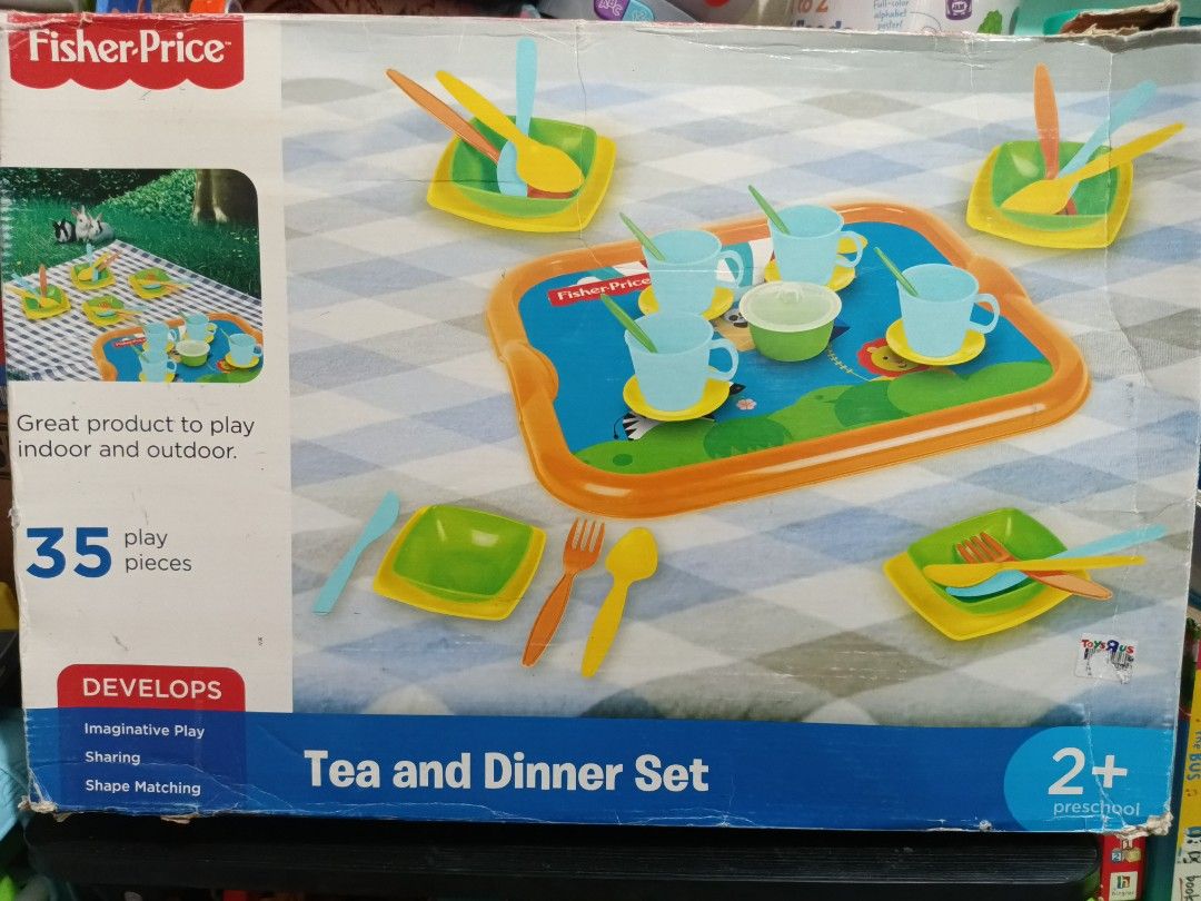 Fisher price tea and dinner payset (Category: Educational & Learning Toys) located in Pasig City. Submitted by tllc09 (Listing ID 1461111593, Image 1). Description: Brand new complete set issue tended box.