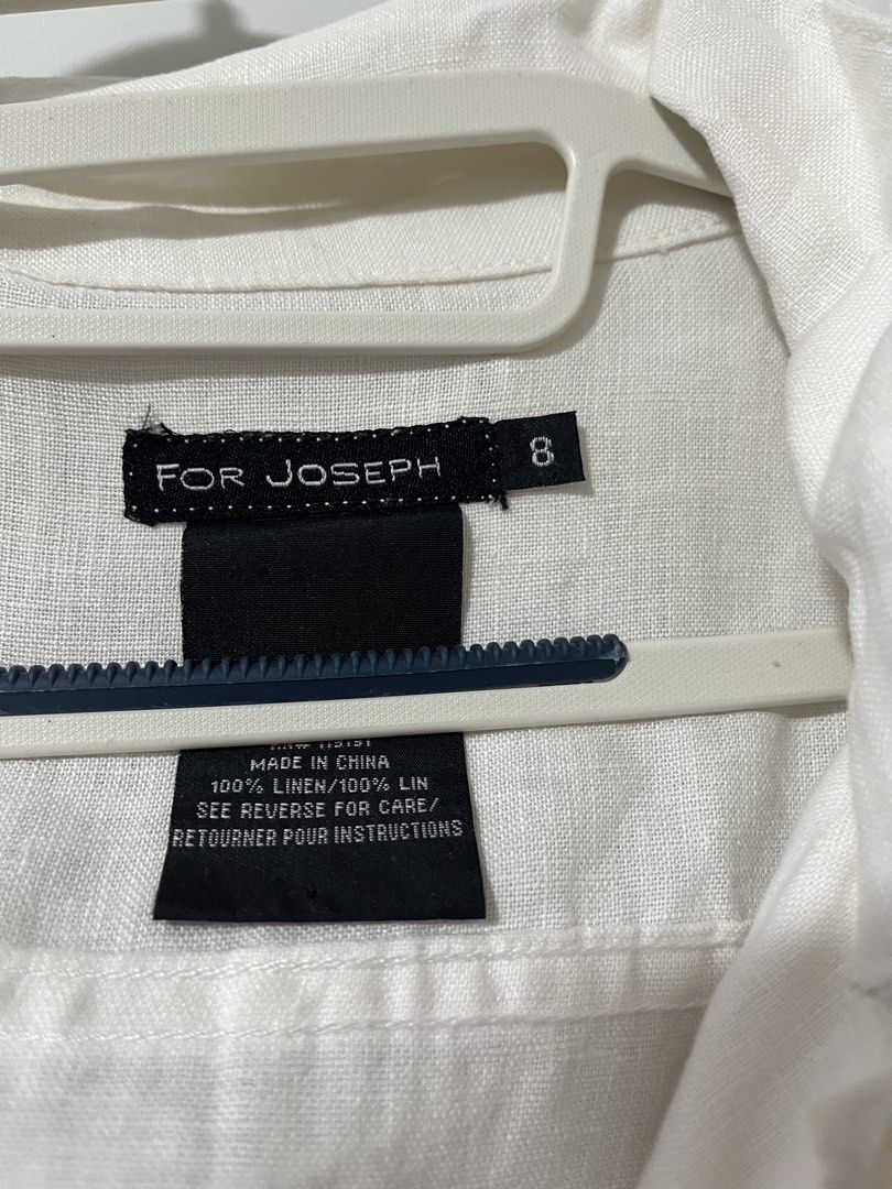 FOR JOSEPH White Linen Button-Up Jacket Size 8 (Category: Coats, Jackets and Outerwear) located in Pasig City. Submitted by melaiski28 (Listing ID 1460997680, Image 2). Description: - FOR JOSEPH white linen jacket - Size 8 - Button-up front - Two chest pockets - Two hip pockets - 100% linen - Made in China - Ideal for layering.
