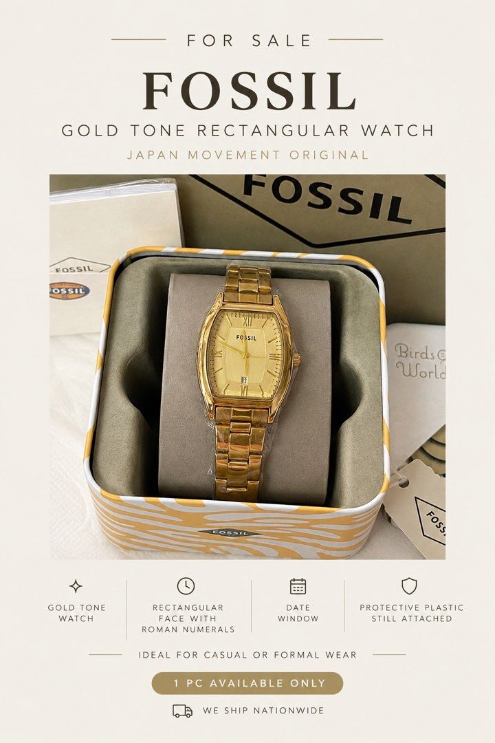 FOSSIL LADIES WATCH (Category: Women's Watches) located in Manila. Submitted by lalacalica (Listing ID 1461111317, Image 3). Description: Fossil Ladies Watch - Gold Edition Complete inclusion Pawnable to some shops 28mm*25mm We ship nationwide! 📍Novaliches QC.