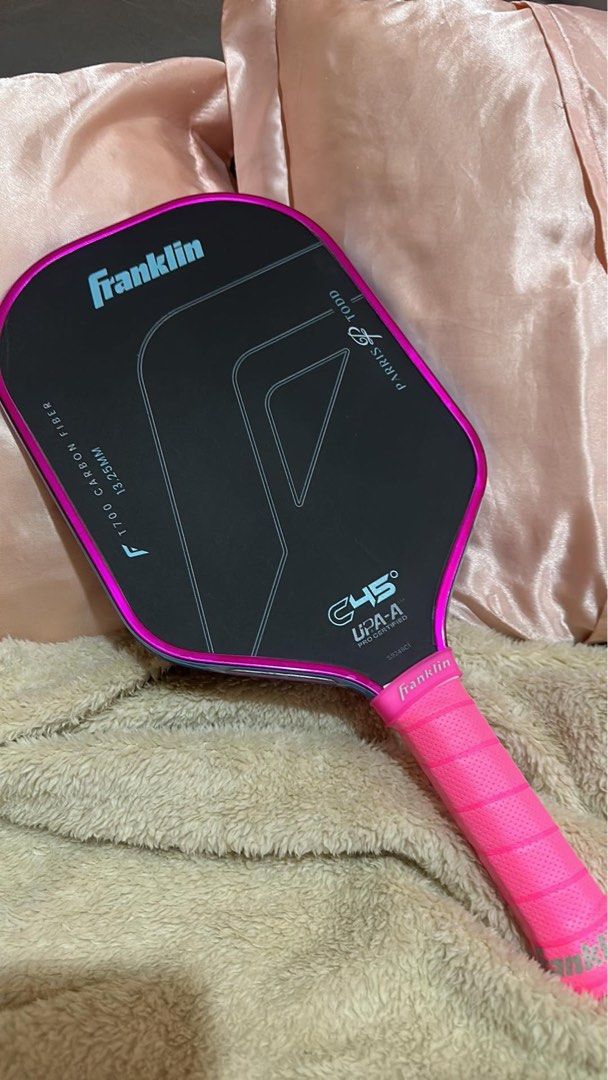 Franklin C45° Pickleball Paddle - Parris Todd (Category: Racket and Ball Sports) located in Quezon City. Submitted by jehyoo (Listing ID 1461090137, Image 2). Description: - Franklin C45° Parris Todd Pickleball Paddle - Carbon Fiber Surface - 13.25mm Thickness - Vibrant Bright Pink Grip - Ideal for playing pickleball Extra Paddle Primary paddle: Joola Pursues .