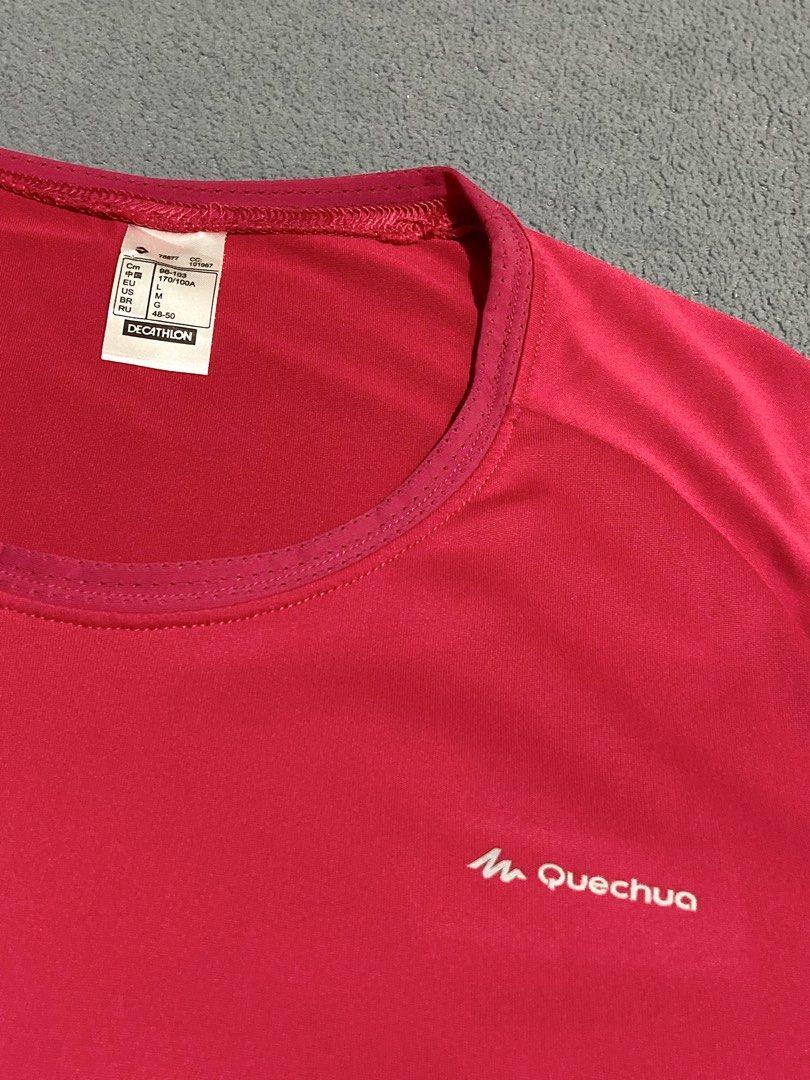 Fuchsia Pink Decathlon Drifit Shirt (Category: Activewear) located in Davao. Submitted by sb.thriftwear (Listing ID 1461074624, Image 3). Description: FIXED PRICE‼️ Size: Medium Dimensions: W- 17” L- 25.5” Issue: None. Good as new Color may vary due to lighting. ⚠️All items are thrifted. Please manage your expectations..