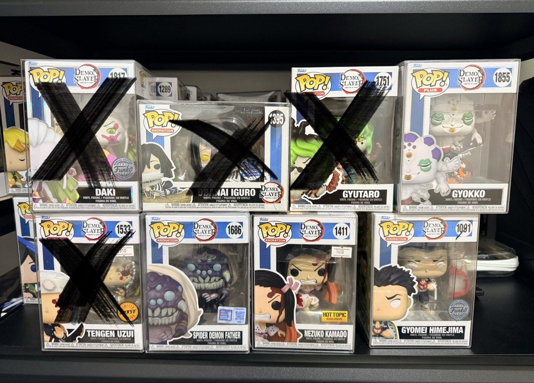 Funko Pop - Demon Slayer (Category: Designer & Blind Box Toys) located in Paranaque City. Submitted by shannabee (Listing ID 1460964240, Image 2). Description: FOR SALE! DEMON SLAYER - FUNKO POP LOCATION: PARANAQUE RFS: QUITTING NA SI HUSBAND Price List: 2 Pack: Tanjiro and Sakonji - 2,500 1253: Sanemi Shinazigawa - 2,500 1854: Hantengu - 600 875: Inosuke Hashibira (flocked) CCE - 800 1307: Rui - 700 1306: Mitsuri Kanroji (GITD) - 1450 1193: Muic