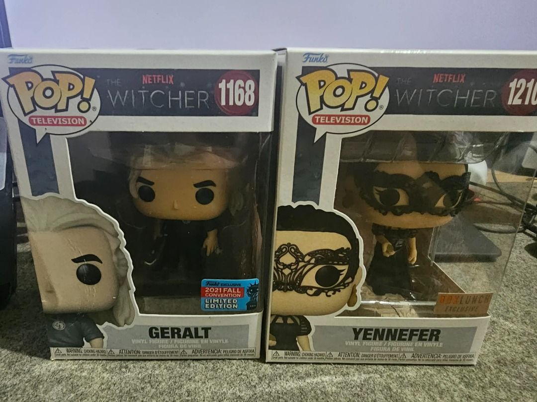 Funko Pop! The Witcher Geralt & Yennefer Bundle (Category: Designer & Blind Box Toys) located in Quezon City. Submitted by wintercode (Listing ID 1461051595, Image 1). Description: - Funko Pop! Yennefer #1210 Box Lunch Exclusive Free Protector Box Condition 9 - 9.5 - Funko Pop! Geralt #1168 NYCC 2021 Free Protector Box Condition 7.0-8.0 creased Meetups: SM Fairview/UP Town Center/Circuit Makati/Estancia Mall Lalamove/LBC See less.