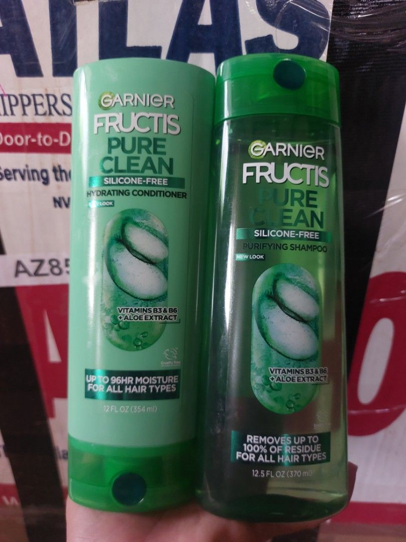 Garnier Fructis Shampoo & Conditioner Bundle (Category: Hair) located in Cainta. Submitted by cooletzky (Listing ID 1460924072, Image 2). Description: - Garnier Fructis Shampoo & Conditioner Bundle - Includes Sleek & Shine, Pure Clean, Triple Nutrition, and Grow Strong variants - Addresses various hair needs (e.g., frizz control, deep cleansing, nourishment, strengthening) - All bottles are full-sized - Achieve your best hair with this value pack
