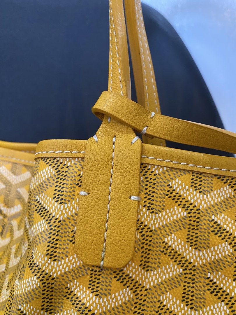 Goyard St Louis yellow tote (Category: Luxury Bags & Wallets) located in Alfonso. Submitted by harper_preloved (Listing ID 1461027604, Image 2). Description: - Authentic Yellow Goyard Tote Bag - PM size - Includes matching pouch - Made in France - Serial number - Classic Goyardine canvas with leather handles and trim - Ideal for everyday use - Spacious interior.