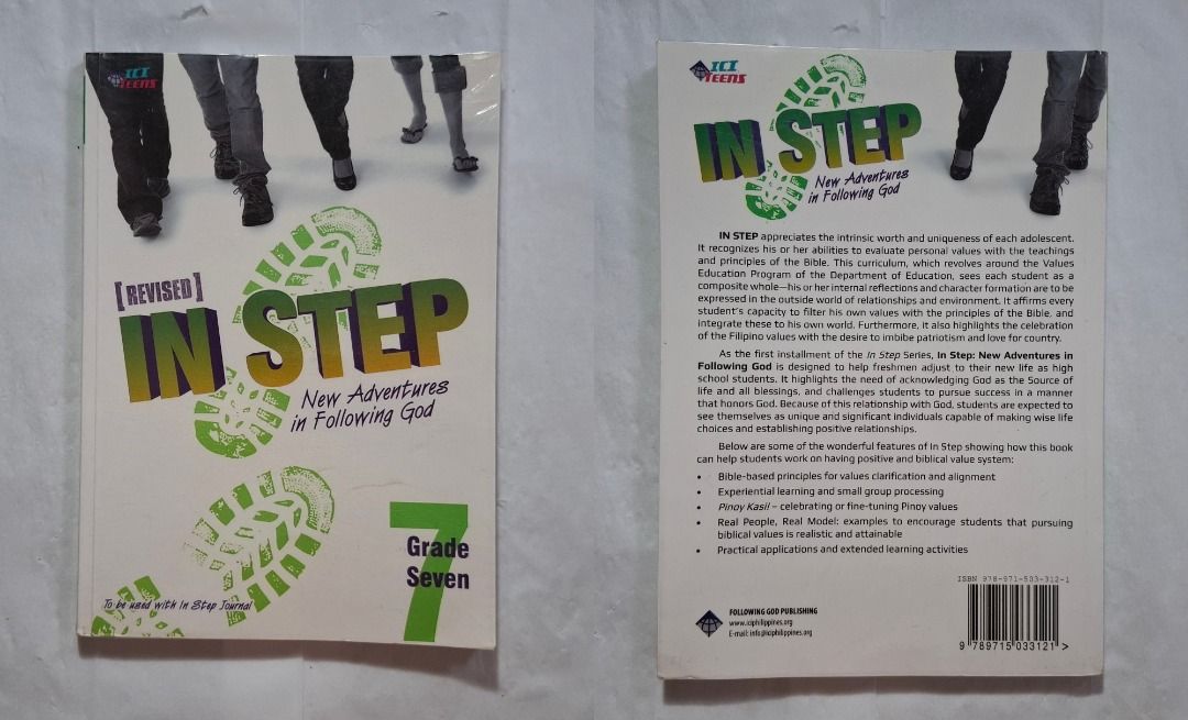 Grade 7 Books (Category: Textbooks) located in Quezon City. Submitted by zharzabr (Listing ID 1460929332, Image 3). Description: 1. Grade 7 In Step • Has a bit of writing in the textbook and on the first few pages of the journal • Otherwise in good, like-new condition 2. Grade 7 Kayamanan — Kasaysayan ng Daigdig • Contains some underlining • Has a bit of writing, but it is erasable • Otherwise in good, like-new condition.