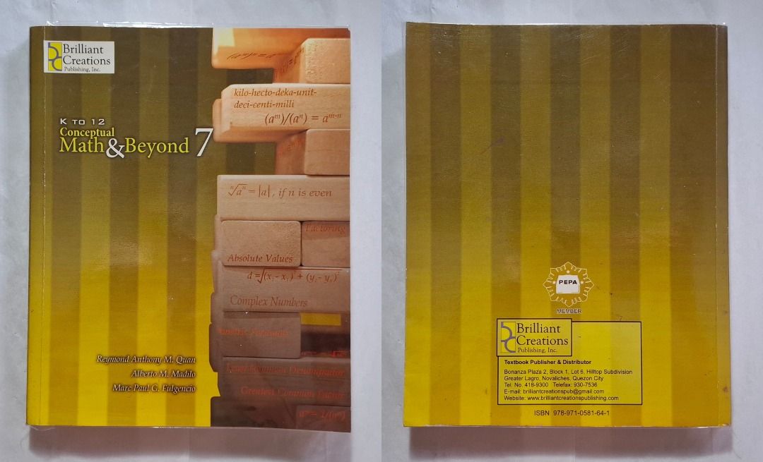 Grade 7 Math and Beyond Textbook (Category: Textbooks) located in Quezon City. Submitted by zharzabr (Listing ID 1460929682, Image 2). Description: - Not used - Good as new - Comes with Teacher’s Manual - Recommended for homeschooling students .
