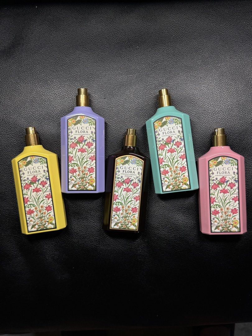 Gucci Flora (Category: Fragrance & Deodorants) located in Muntinlupa City. Submitted by kayecarranceja (Listing ID 1461113318, Image 1). Description: Gorgeous Gardenia Intense EDP - 100ml Gorgeous Orchid EDP - 100ml Gorgeous Jasmine EDP - 100ml Gorgeous Gardenia EDP - 100ml Gorgeous Magnolia EDP - 100ml 💯 Authentic, from 🇺🇸 Dm for inquiries 📩.