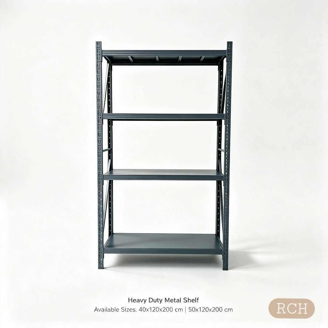 Heavy duty bodega rack (Category: Home Improvement Tools & Accessories) located in Manila. Submitted by timelessthreads-8008 (Listing ID 1461021271, Image 3). Description: Heavy Duty Bodega Racks! Fully Adjustable Layers 100kgs capacity per shelf Color: Black and White Size available: 40x120x200 50x120x200 For sure buyers only! DM 📩 Discount for bulk orders.