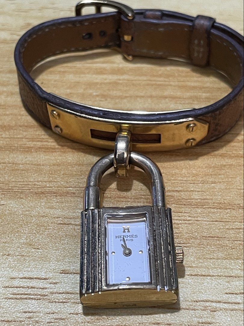 Hermes kelly (Category: Women's Watches) located in Taguig. Submitted by tester1x (Listing ID 1460940715, Image 1). Description: Hermes Kelly Padlock Watch Swiss Made Quartz 2390356 Gold color dial Stainless steel case Hermes leather strap buckle 20mm .