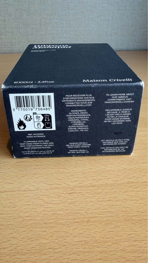 Hibiscus Mahajad EDP (US) (Category: Fragrance & Deodorants) located in Manila. Submitted by rockypeach (Listing ID 1461021429, Image 2). Description: - Maison Crivelli Hibiscus Mahajád - Extrait de Parfum - Natural Spray - 100ml / 3.4 fl.oz - Comes in original box.