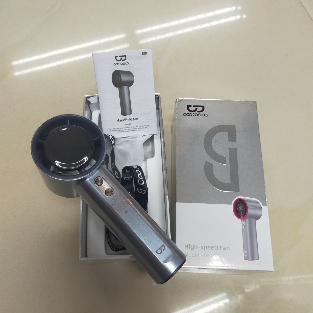 Goojodooq high speed fan (Category: Other Home Appliances) located in Manila. Submitted by xizhenn (Listing ID 1461110146, Image 1). Description: Brand new and onhand Cebu city Goojodooq high speed fan 100speeds, recharge with box manual and lanyard..