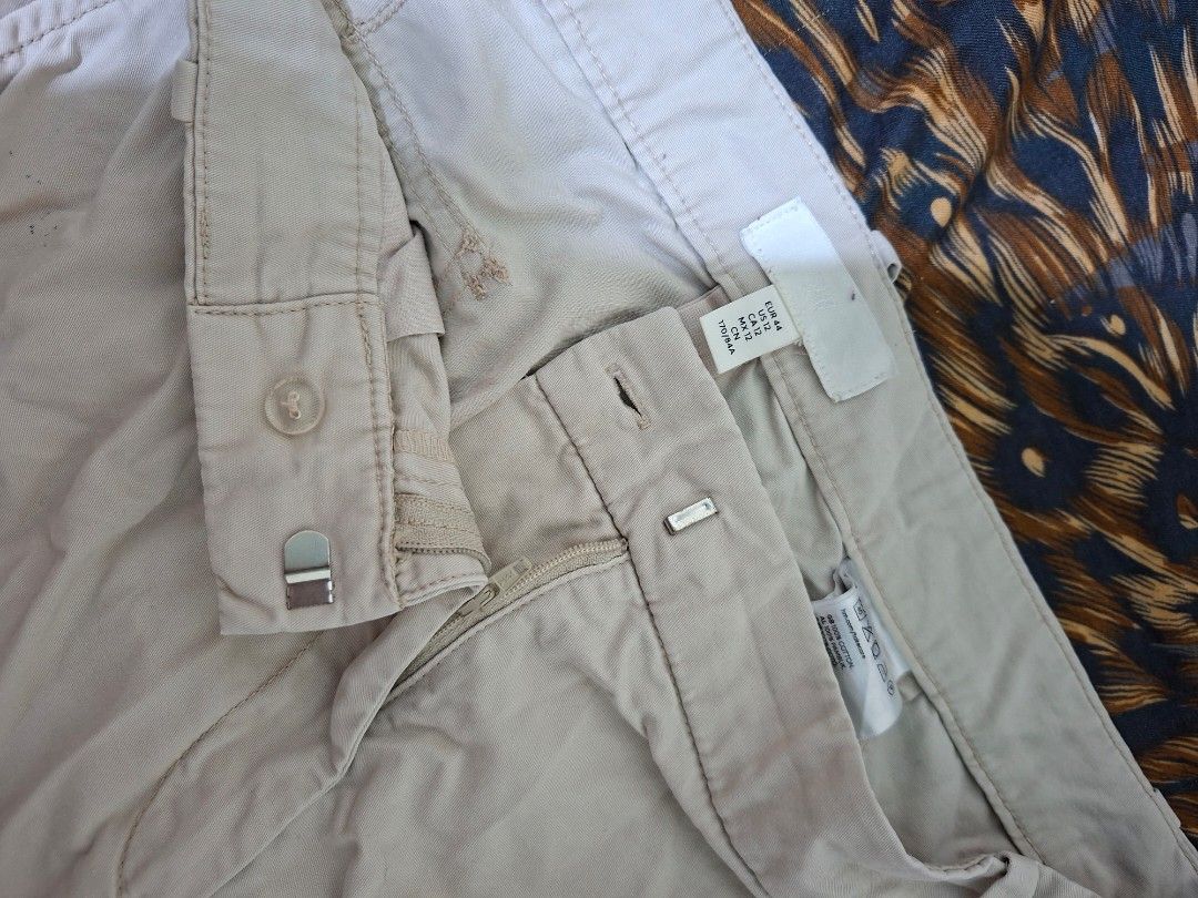 H&M Beige Cargo Pants with Drawstring Ankles (Category: Other Bottoms) located in Manila. Submitted by xvespera (Listing ID 1461077463, Image 2). Description: selling my pre-loved clothes 🫶 H&M Cargo Pants 🌸 EUR 44 🌸 multiple leg pockets 🌸 drawstring ankle 🌸 still has extra button 🌸 has noticeable ink stain 🌸 payment first pls !! 💵 MOP: GCash/ Maribank/ GoTyme 🌸 meet-up if near or lalamove 📍North Caloocan/ UST .