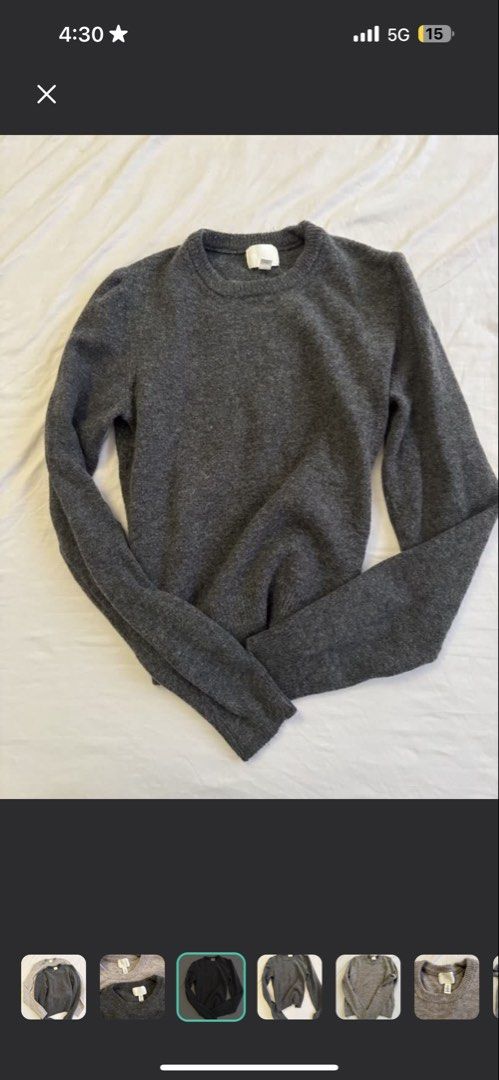 H&M Soft Greige/Beige Sweater (Category: Coats, Jackets and Outerwear) located in Makati City. Submitted by ilovefruitrollups (Listing ID 1461000056, Image 3). Description: dark gray - SOLD.