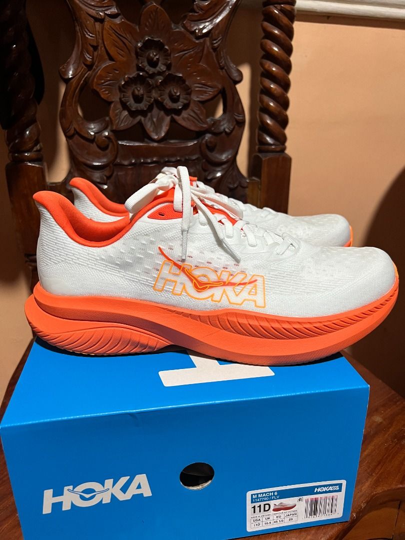 Hoka Mach 6 - Lava Red US 11 (Category: Sneakers) located in Quezon City. Submitted by reltsirhc (Listing ID 1460989238, Image 3). Description: For Sale Personal pair Hoka Mach 6 (Lava Red) US Size 11 (29cm) / Complete with OG Box/inserts Condition: Like new / Used only a few times Price: 4,399 (slighty negotiable) / SRP ₱9,495.00 RFS : Decluttering / Need funds for running Meetup : SM Fairview / Robinsons Novaliches / Fairview Terraces / Fairvie