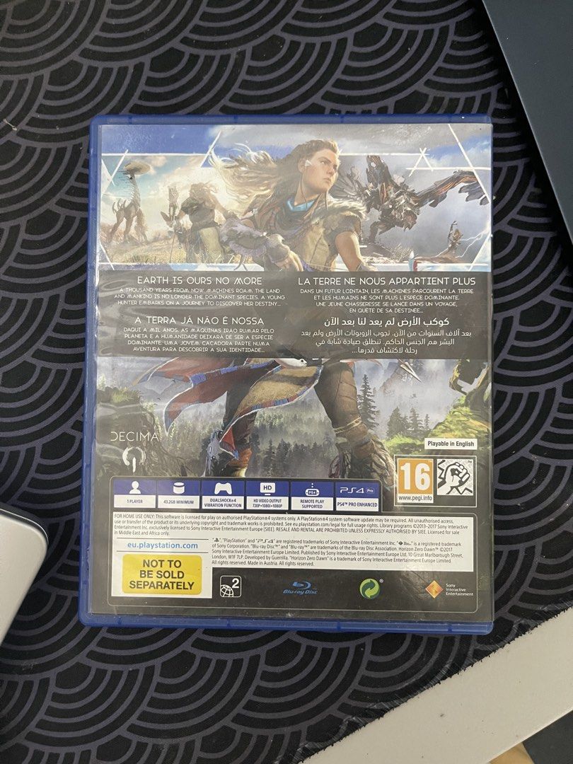 Horizon Zero Dawn PS4 Game (Category: PlayStation) located in Manila. Submitted by inescri (Listing ID 1460994068, Image 2). Description: - Horizon Zero Dawn Complete Edition for PlayStation 4 - Play as Aloy, a skilled hunter in a post-apocalyptic world - Battle fierce robotic creatures and uncover ancient mysteries - Original case included.