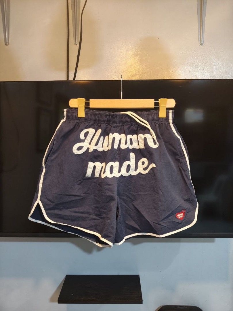 Human Made Game Shorts (Category: Shorts) located in Paranaque City. Submitted by reymart_1 (Listing ID 1460934051, Image 3). Description: -navy Human Made Game Shorts featuring a bold cursive logo across the front and contrast white piping along the edges. -Authentic -No issue -XL -like new condition -like new color rate.