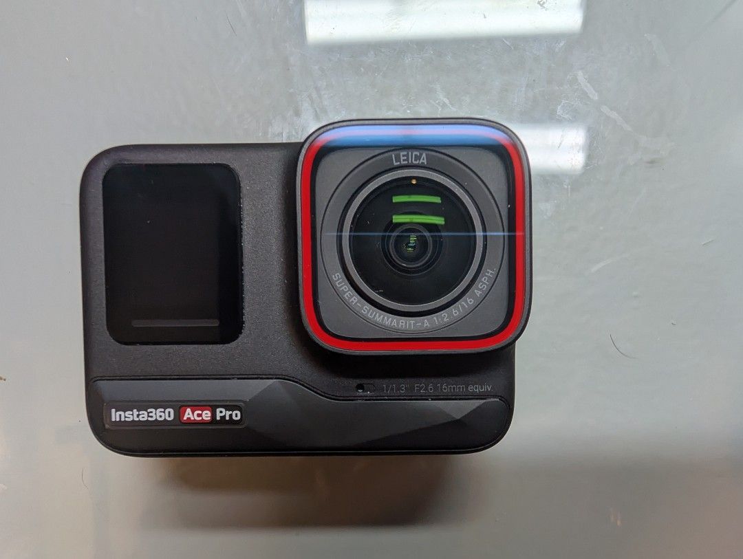 Insta360 Ace Pro Action Camera with Accessories (Category: Cameras) located in Cavite. Submitted by mikaelhope (Listing ID 1461034961, Image 3). Description: Condition: Fully functional and tested, as shown with the live screen active in the photos. The flip screen hinge is solid, the lens is clean, and the display is clear. Minimal signs of use on the bottom magnetic base from normal mounting. Inclusions: Insta360 Ace Pro unit, original box, man