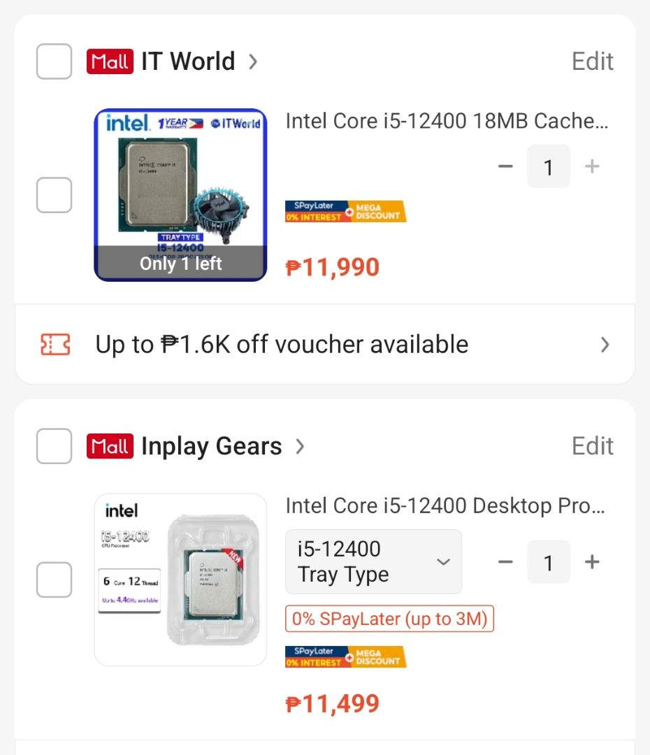 Intel Core i5-12400 (Processor) (Category: Desktops) located in Naga. Submitted by alabyuuuu (Listing ID 1460609873, Image 3). Description: 🔥 INTEL CORE i5-12400 PROCESSOR 🔥 💰 PRICE: ₱6,500 ONLY 🎁 FREE INTEL CPU COOLER 📌 Details: • Intel Core i5-12400 • 6 Cores / 12 Threads • Up to 4.4 GHz Turbo Boost • LGA 1700 Socket • Intel UHD Graphics 730 • Supports DDR4 / DDR5 depending on motherboard • Great for Gaming, Work, School & Productivity • F
