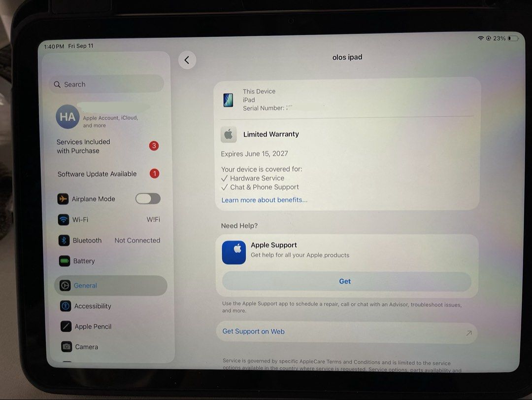 iPad A16 256GB Wi-Fi — Silver (Category: iPad) located in Valenzuela. Submitted by hthrhwthrn (Listing ID 1460969163, Image 3). Description: INCLUSIONS: • iPad A16 256 — Silver • Tempered glass already installed • Original charger • Original braided USB-C cable • Original box • FREE Extra tempered glass • FREE used transparent foldable case UNIT CONDITION: • 3 months old • Good as new • No issues • Lady Owned • No scratches/dents • Battery Health