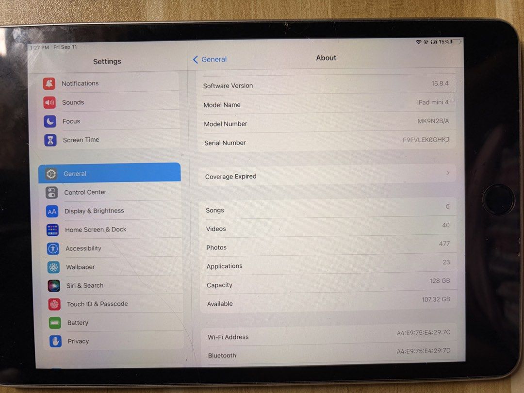 IPAD MINI 4 128GB WIFI ONLY (Category: Other Gadgets) located in Manila. Submitted by zoesshoppe (Listing ID 1460962045, Image 1). Description: Selling my iPAD mini 4 128gb ✅Touch ID ✅ Wifi ✅ Bluetooth ✅ Speaker ✅ NO ICLOUD/APPLE ID ISSUE will reset before shipping UNIT ONLY SF excluded .