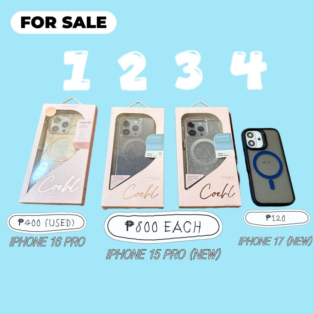 iPhone 16 Pro/17 Cases - Various Designs (Category: Cases & Sleeves) located in Manila. Submitted by ae_read (Listing ID 1461005084, Image 2). Description: - iPhone 16 Pro and 17 cases available - Styles include: cute character designs, clear cases with glitter, and MagSafe compatible - Prices start at P70 (check photos for individual prices) - Find your perfect case today!.