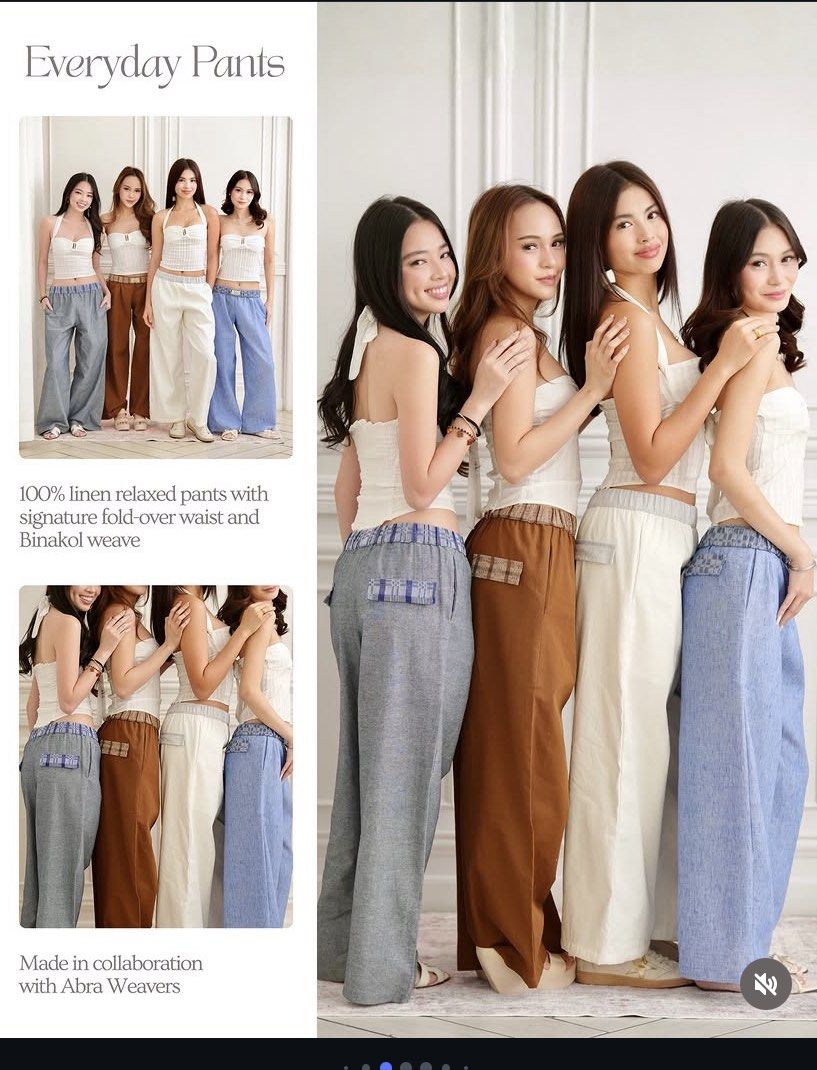 Isa the Label Everyday Pants (Category: Other Bottoms) located in Muntinlupa City. Submitted by saladst0p (Listing ID 1460956921, Image 1). Description: ⤷ ゛Kindly read (item desc, dimes, delivery & loc) ˎˊ˗ - Isa the Label Everyday Pants in White with blue grey binakol weave - L: 40 in, stretchable & foldable waistband - S on tag, best fits 5’4 and below - No flaws, worn once only MOP: GCash MOD: Lalamove/J&T- sf shouldered by buyer (sf starts at