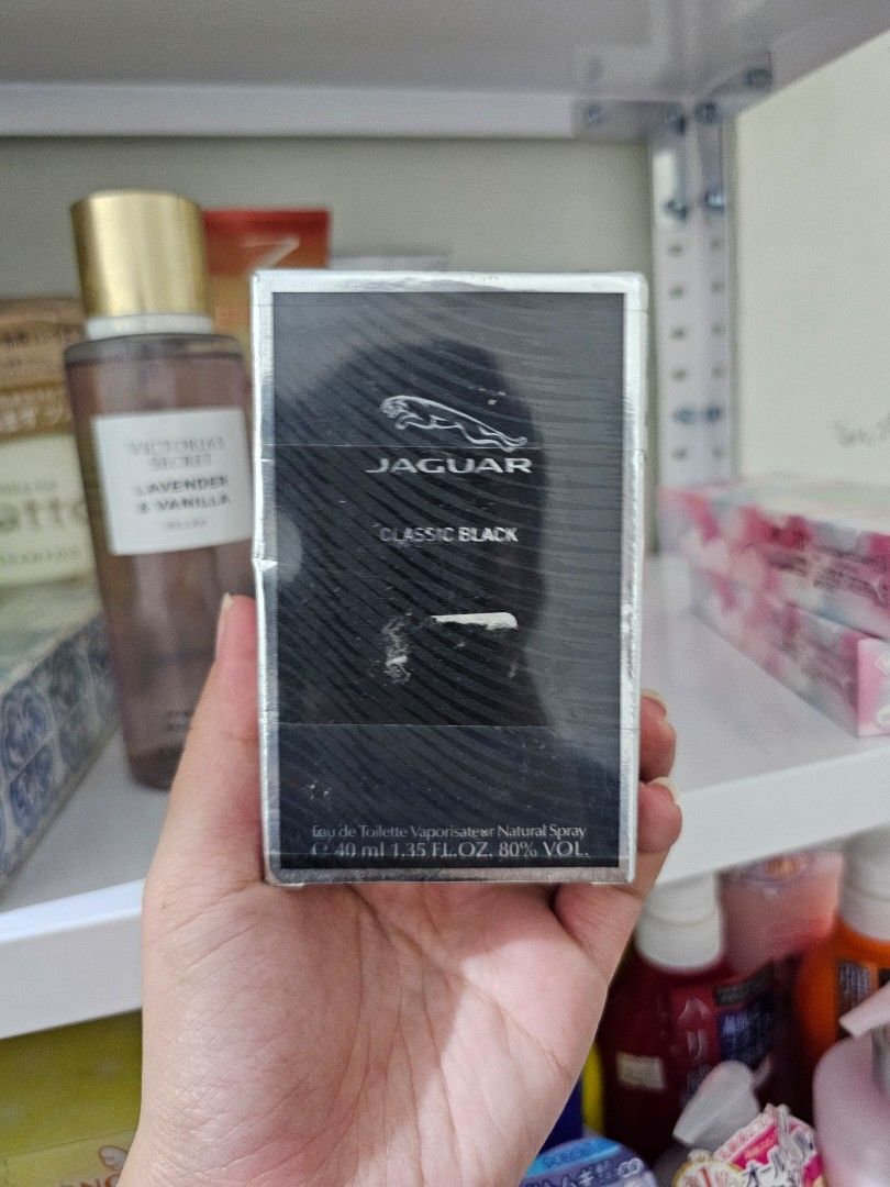 Jaguar Classic Black Eau de Toilette 40ml (Category: Fragrance & Deodorants) located in Manila. Submitted by tokyo_thv (Listing ID 1461078714, Image 1). Description: - Jaguar Classic Black Eau de Toilette - Natural Spray - 40 ml bottle - 80% volume remaining - Brand new, still sealed in plastic.