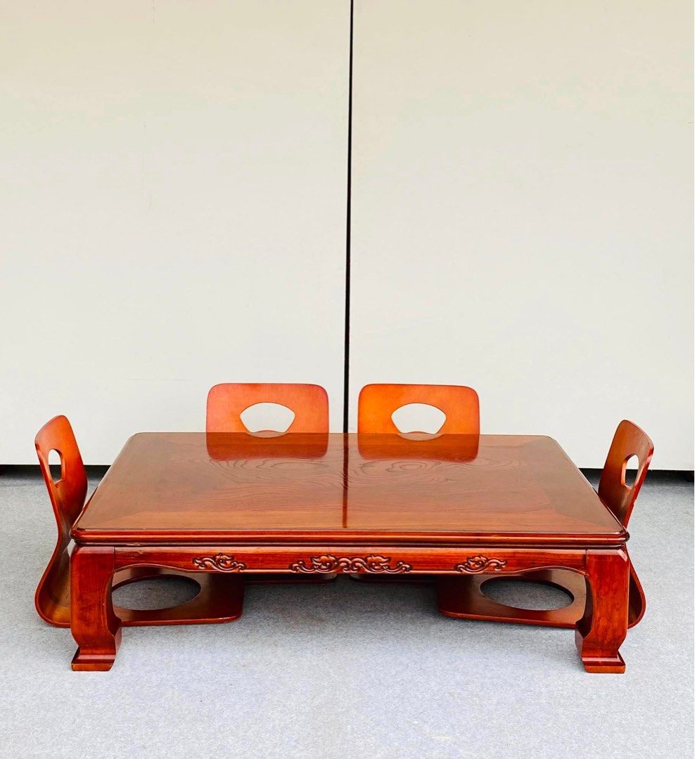 JAPANESE TATAMI TABLE & CHAIR SET (Category: Tables & Sets) located in Manila. Submitted by jerichocal17856 (Listing ID 1460964249, Image 1). Description: “JAPAN SURPLUS” JAPANESE TATAMI TABLE & CHAIR SET SIZE: TABLE: 48L” x 34W” x 13H” inches CHAIR: 14L” x 19W” x 17H” inches (AS-IS ITEM) IN GOOD CONDITION.