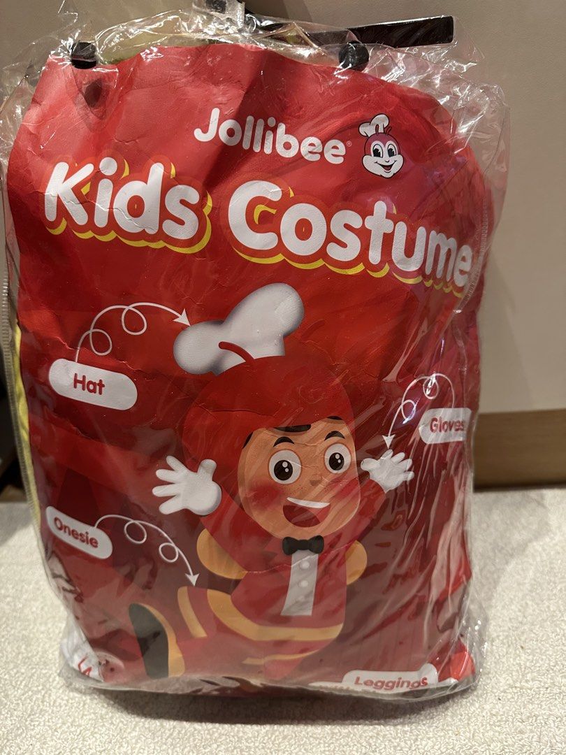 Jollibee costume (Category: Babies & Kids Fashion) located in Pasig City. Submitted by ggrac (Listing ID 1461071361, Image 2). Description: RFS: outgrown Used once only In good condition Bought for P900+ original from Jollibee It’s really nice and I think it suits kids better with a bigger frame My son wore this when he was 5yrs old and the costume still has room to grow..