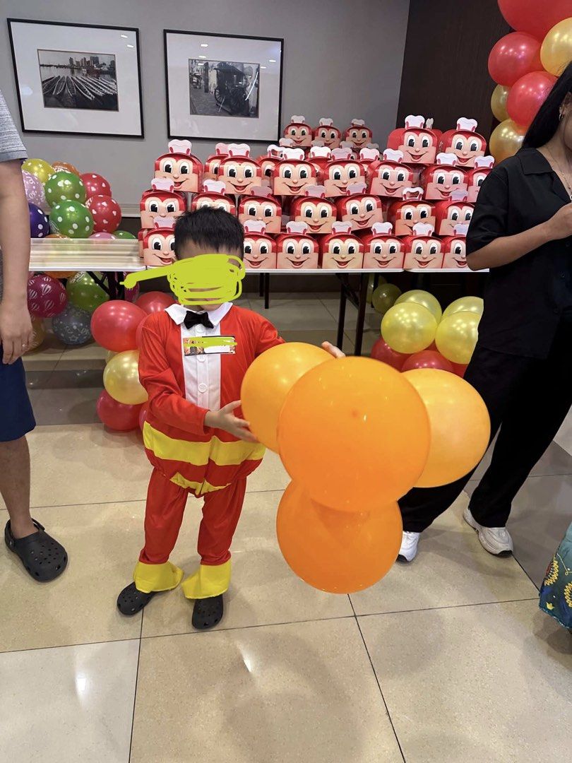 Jollibee costume (Category: Babies & Kids Fashion) located in Pasig City. Submitted by ggrac (Listing ID 1461071361, Image 1). Description: RFS: outgrown Used once only In good condition Bought for P900+ original from Jollibee It’s really nice and I think it suits kids better with a bigger frame My son wore this when he was 5yrs old and the costume still has room to grow..