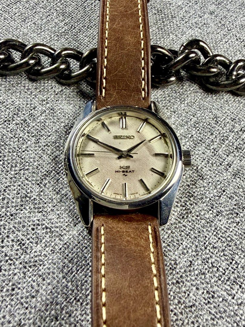 King Seiko Hi-Beat 36000 (Category: Men's Watches) located in Bacoor. Submitted by offtheclock (Listing ID 1461013470, Image 2). Description: King Seiko Hi-Beat 36000 Condition: Pre-owned Reference No: 45-7001 (October 1969) Movement: Automatic Hand Winding (4500A - Daini Seikosha Factory) Power Reserve: 40 Hours Material: High-Grade Stainless Steel Case Diameter: 36mm (Hardlex Mineral Crystal) Dial: Light Silver / Sunburst Champagne (Patina) Str